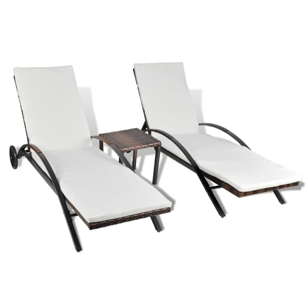 vidaXL Solstolar med bord, polyrotting, brun