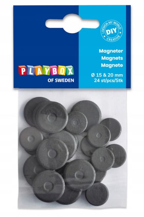 Gør-det-selv. Runde magneter Ø 15 og 20 mm 24 stk.
