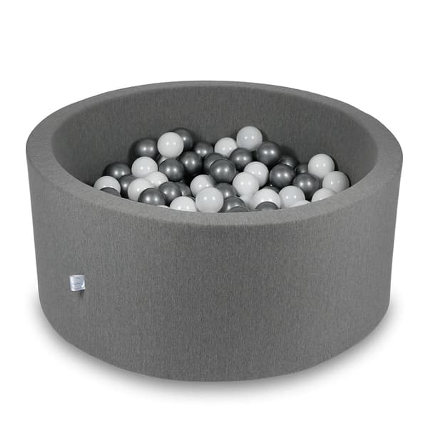 Torrpool 90x40cm grå med 300 bollar: vit, silver