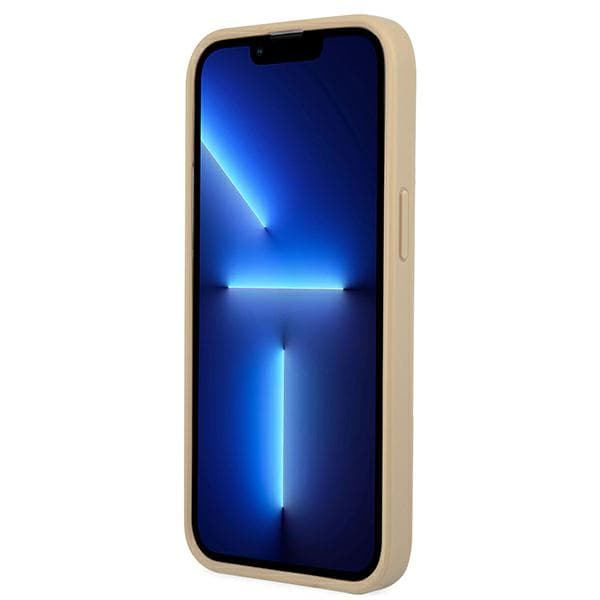 Guess Saffiano Triangle Logo-etui til iPhone 13 mini, Beige