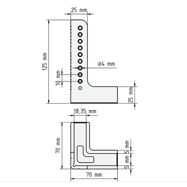 Tømrerklemme L-125 til 18 mm brædder