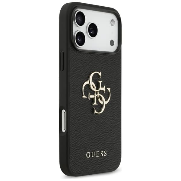 Guess Grained Big 4G & Classic Logo cover til iPhone 17 Pro Max, sort