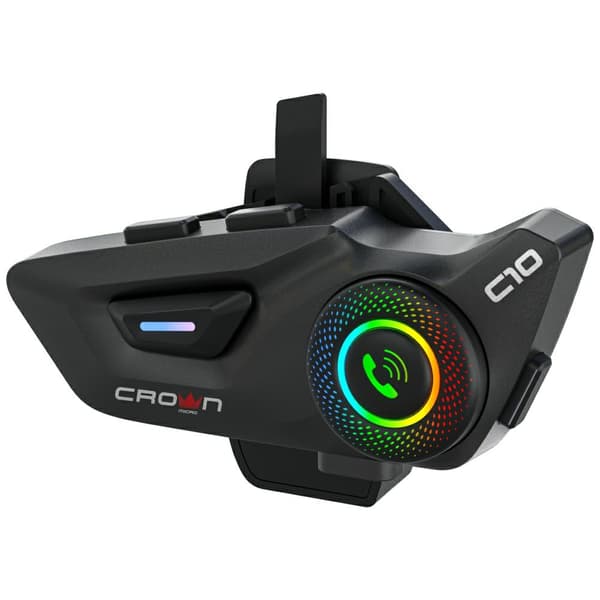 Crown C10 Bluetooth 5.3 Motorcykel Intercom Sort