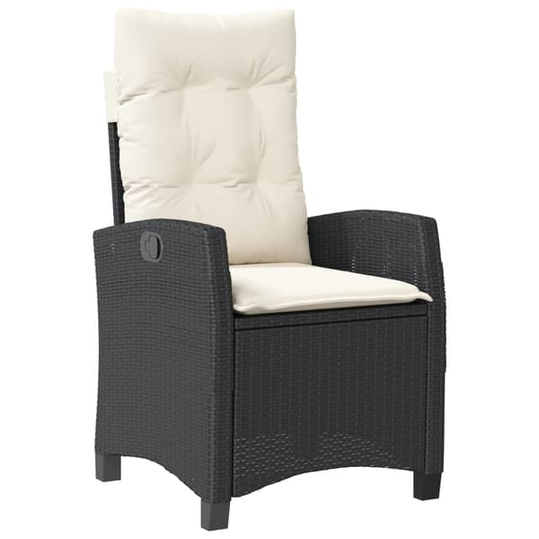 vidaXL havestol med hynder, sort polyrattan