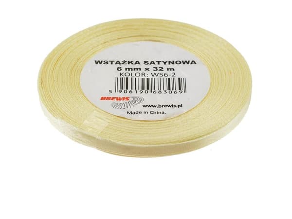 Ecru satinbånd 6mmx32m