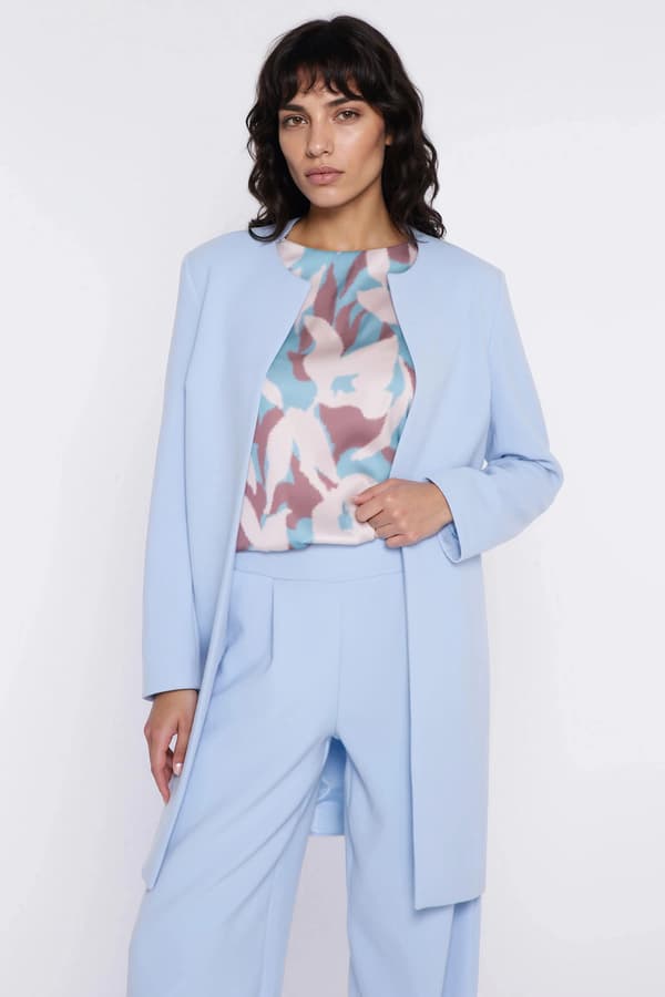 A-linjeformad ärmlös blus - blommor 36