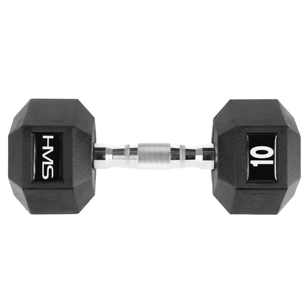 Gummibelagd hantel 10 kg HEX PRO HMS