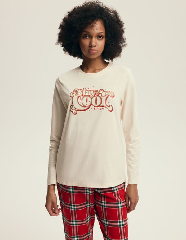 Dalisa Henderson Damepyjamas | Creme, Rød S