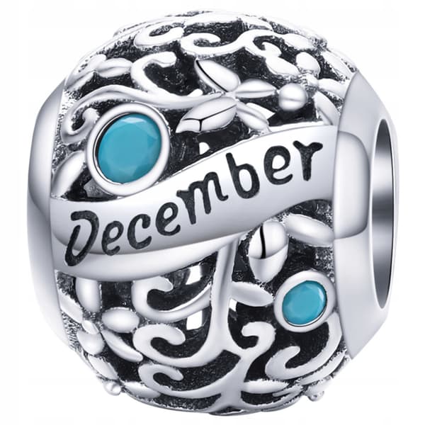 Berlocker månader december pärlor silver 925 pärla blå stenar