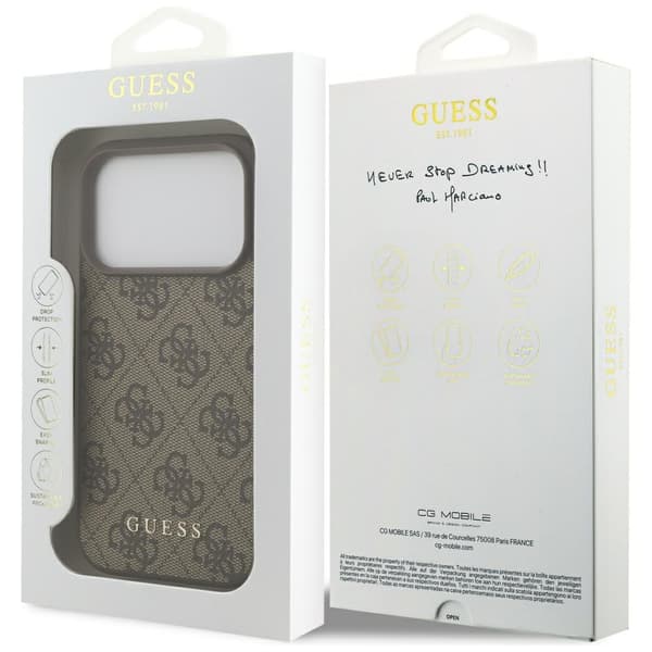 Guess 4G Classic-cover til iPhone 17 Pro, brunt