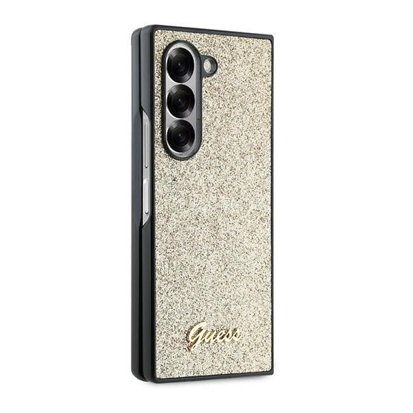 Guess 4G Glitter Script-cover til Galaxy Z Fold6, guld