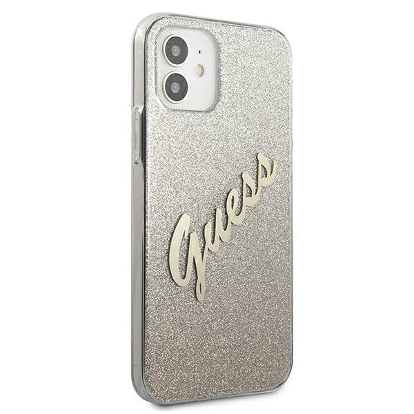Guess Glitter Gradient Script -suojakuori iPhone 12 minille, kulta
