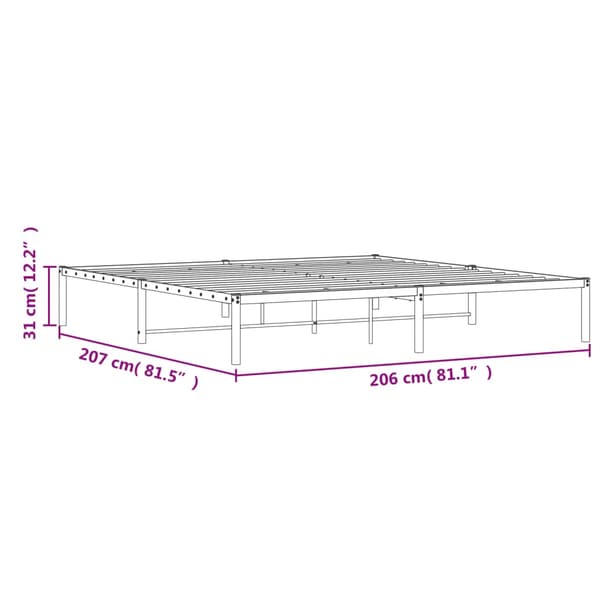 vidaXL metalsengestel sort 200x200 cm