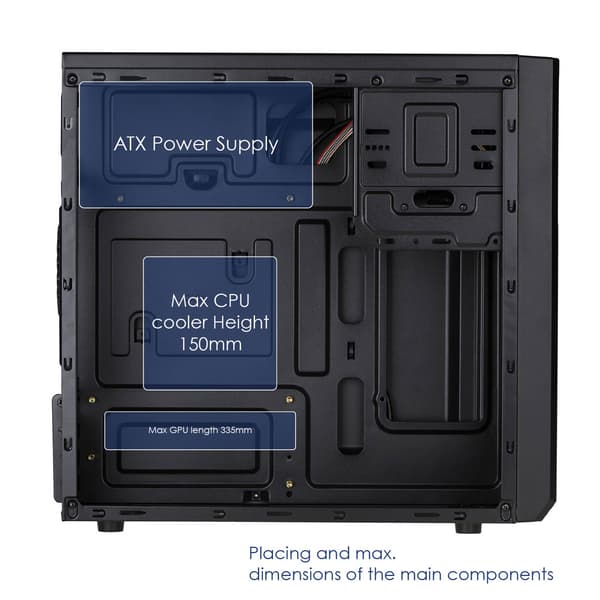 Akyga AK17BK Micro ATX -tietokonekotelo, PC Tower, 2x USB 3.0, musta