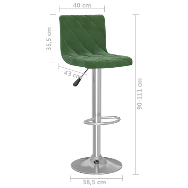vidaXL Barstolar, set om 2, mörkgrön, klädd i sammet