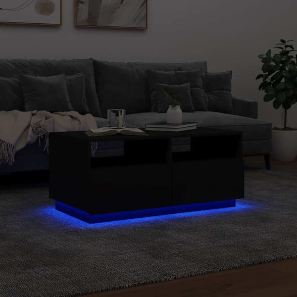 vidaXL LED sofabord sort 90x49x40 cm