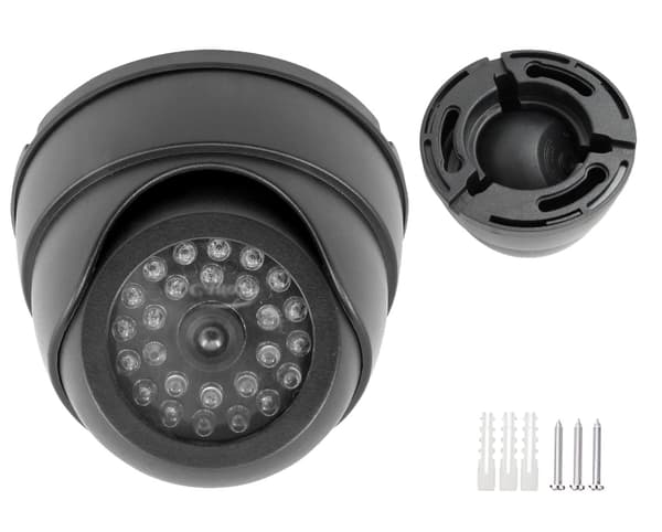 Dummy Dome-kamera indendørs LED IP20 sort batteri