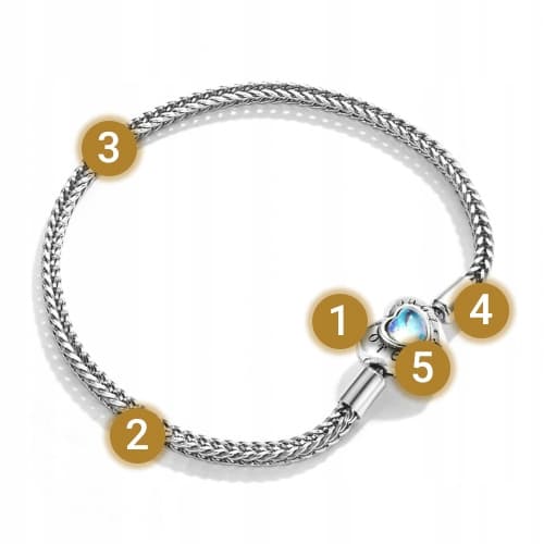 Sølv modulær armbånd til charms S925 kvinders holo hjerteperleperler