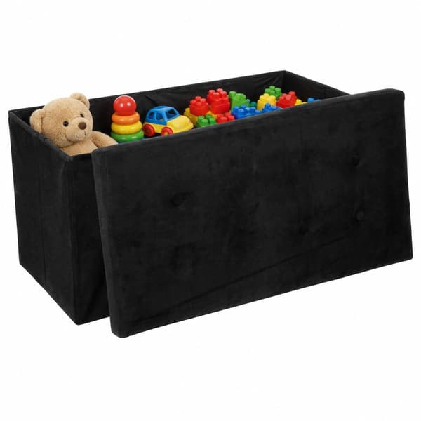 Adaline sort quiltet puf 76x38 cm
