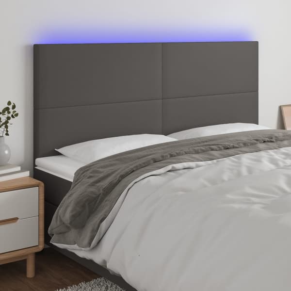 vidaXL Hovedgærde til seng, grå, 200x5x118/128 cm, kunstlæder