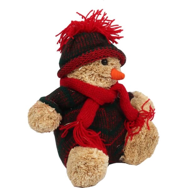 Sågspånssnögubbe i brun kostym - Figur 20 cm