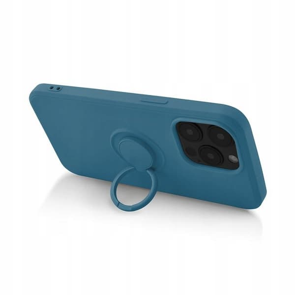 Skal till IPHONE 13 PRO Silikonring Blå Baksida + Glas