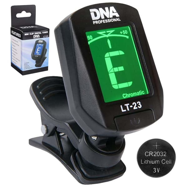DNA LT23 clip-on tuner för basgitarr ukulele fiol kromatisk