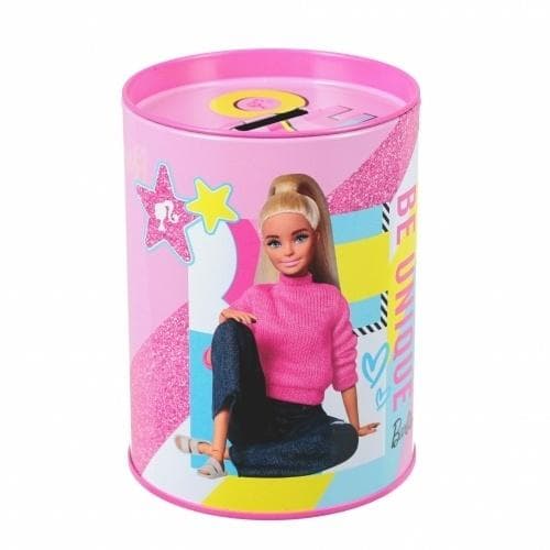 Barbie rund metal sparegris