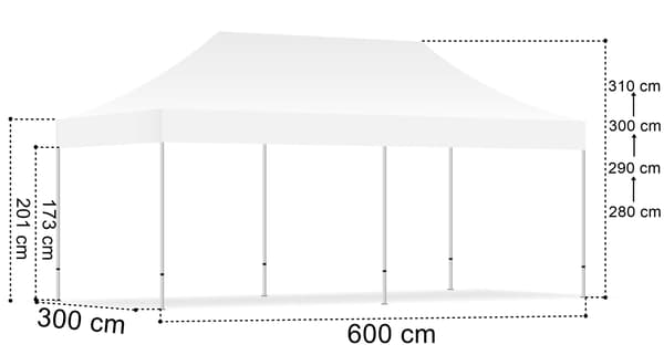 Express shoppingpaviljong - 3x6 m - vit