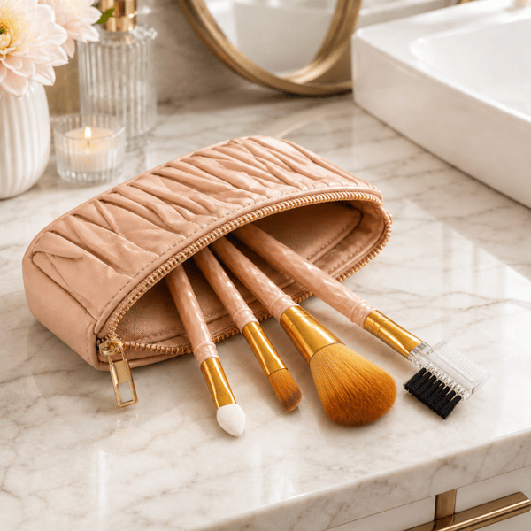 Sæt med multifunktionelle kosmetiske makeupbørster orange