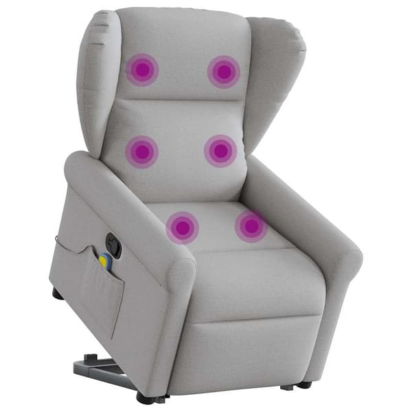 vidaXL Lyftbar massagefåtölj, grå, tyg