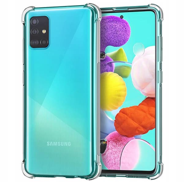 ETUI til Samsung Galaxy A71 STØDMIDDELBART ARMOR TRANSPARENT ETUI + 9H GLAS