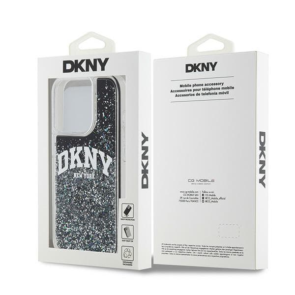DKNY Liquid Glitter Big Logo-cover til iPhone 13 Pro / 13, sort