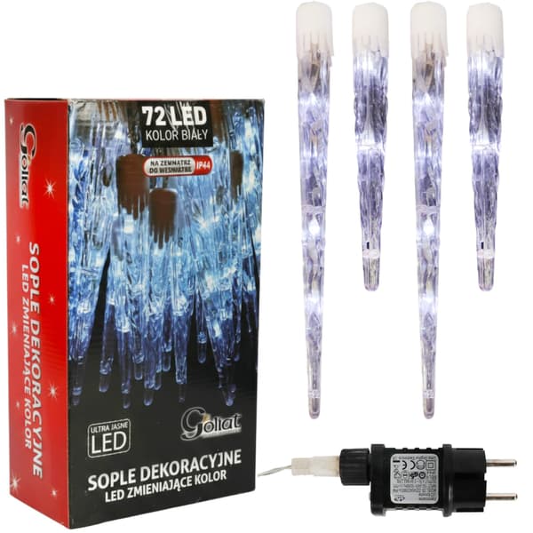 Utomhusbelysning istappar flödande 24 stycken 72 LED kallvit