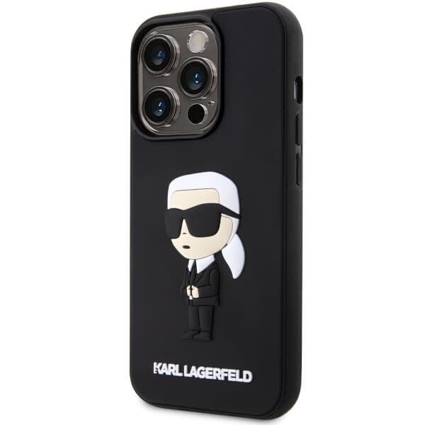 Karl Lagerfeld Rubber Ikonik 3D-cover til iPhone 14 Pro, sort