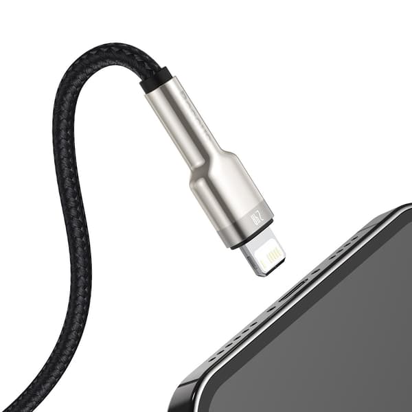 Cafule-serien Metal Data USB-A - iPhone Lightning 2.4A 1m-kabel - Svart