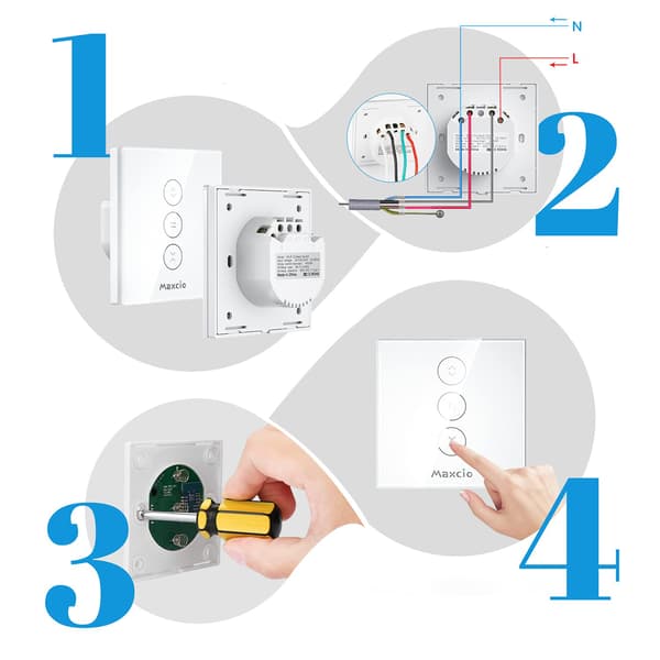 WiFi persiennerafbryder IP20 600W 240V Maxcio intelligent persiennerstyring