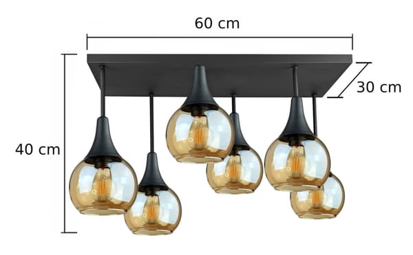 Loftlampe 6xE27 Soma Sort/Honning