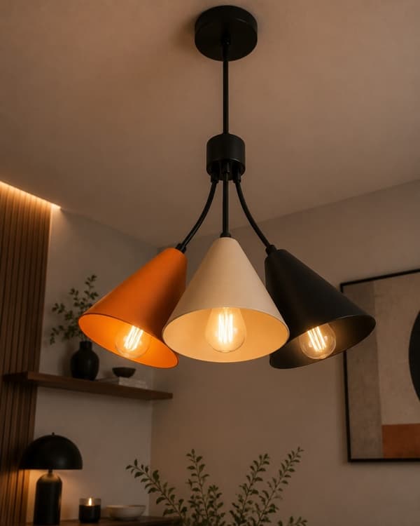 Hængelampe 3xE27 Sora Orange/Latte/Sort