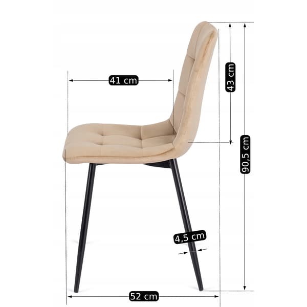 Klädd matstol PERU Beige sammet Modern Loft