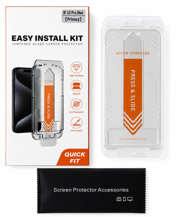 Privacy Glass med applikator för iPhone 15 Pro Max