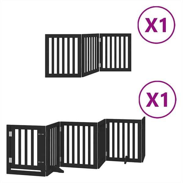 vidaXL foldbar hundegitter med dør 9 paneler sort 450 cm