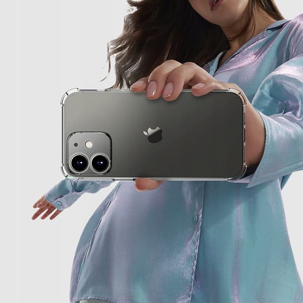 Etui til iPhone 12 Pro Max STØDMIDDELFRI KLAR ETUI MED ARMOR BAGSIDE + 9H GLAS