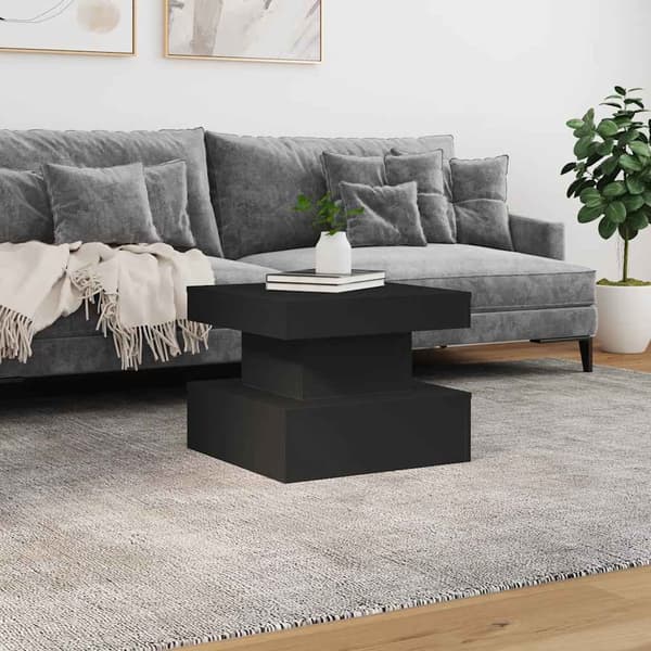 vidaXL sofabord med LED-belysning, sort, 50x50x40 cm