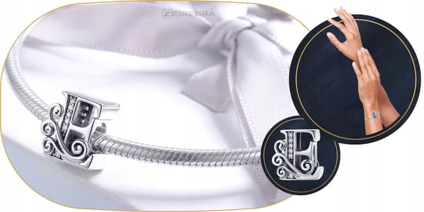 Berlocker bokstaven E silver 925 silver bokstavshänge pärla berlocker pr 925