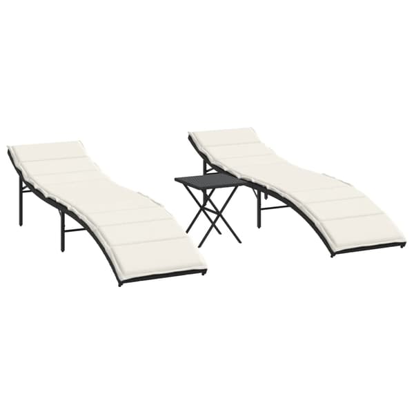 vidaXL Solstolar med bord, set om 2, svart, polyrotting