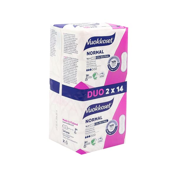 Binde utan vingar NORMAL DUOPACK 2x14 delar VUOKKOSET VIT