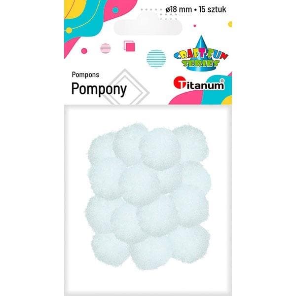 Polyesteripompomit 18 mm valkoiset 15 kpl