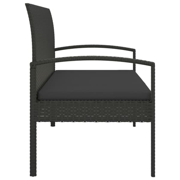 vidaXL Puutarhapenkki tyynyllä, musta, 105 cm, polyrottinki