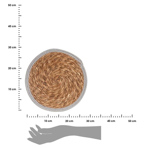 Bordskåner 35 cm beige med grå kant